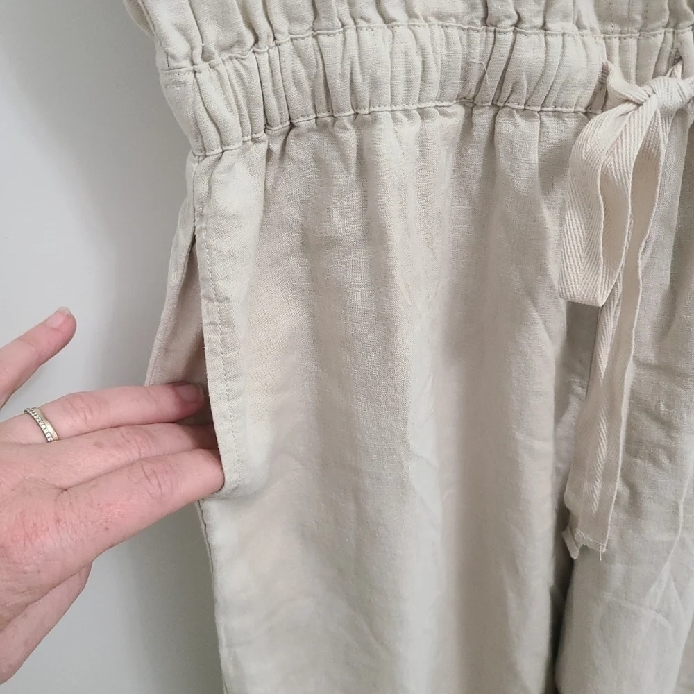 NEW SPLENDID Kianna Wide Leg Jumpsuit Beige Linen/Viscose Blend Sz XL NWT $118